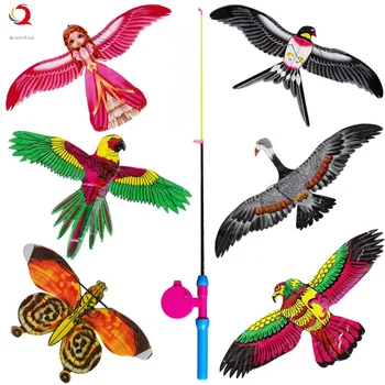 동적 낚싯대 플라스틱 어린이용 작은 연 미니 휴대용 시뮬레이션, 쉬운 비행 제비 거위 독수리 천사 나비