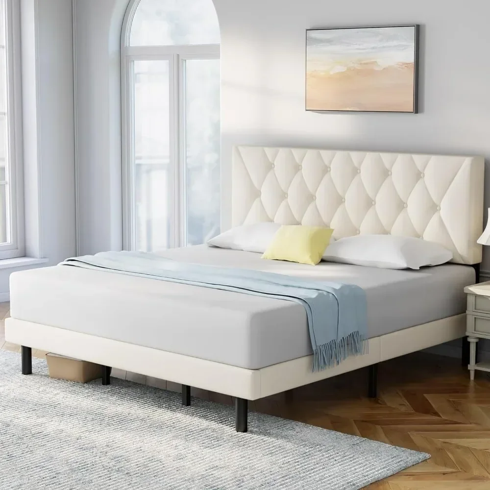 Queen Bed Frame with Adjustable Headboard, Linen Fabric Wrap Easy Assembly, Beige
Queen Bed Frame with Adjustable Headboard, Linen Fabric Wrap Easy Assembly, Beige