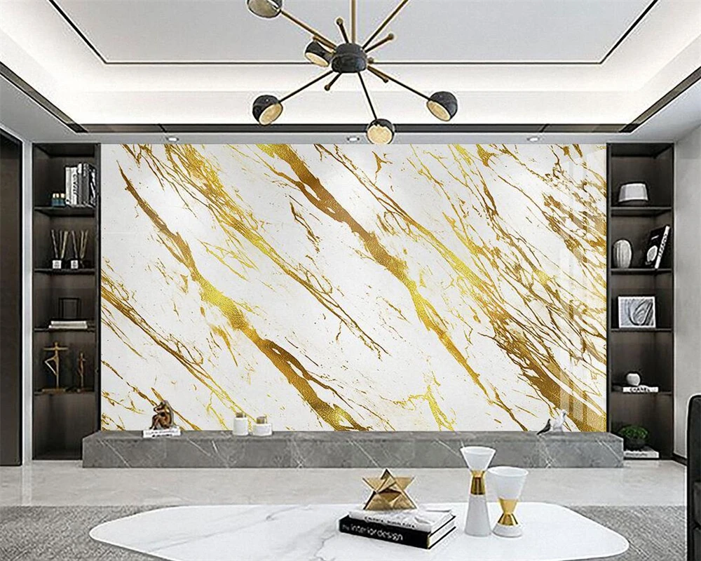 

beibehang Custom Modern Imitation Marble Hotel Luxury Gold Foil Front papier peint Background papel de parede Wallpaper