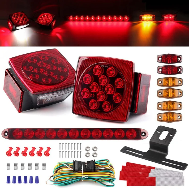 Trailer Led Light Kit, Square Led Stop Turn Tail Brake License Plate Running Lights With Wiring Harness/Marker Lights
Trailer Led Light Kit, Square Led Stop Turn Tail Brake License Plate Running Lights With Wiring Harness/Marker Lights