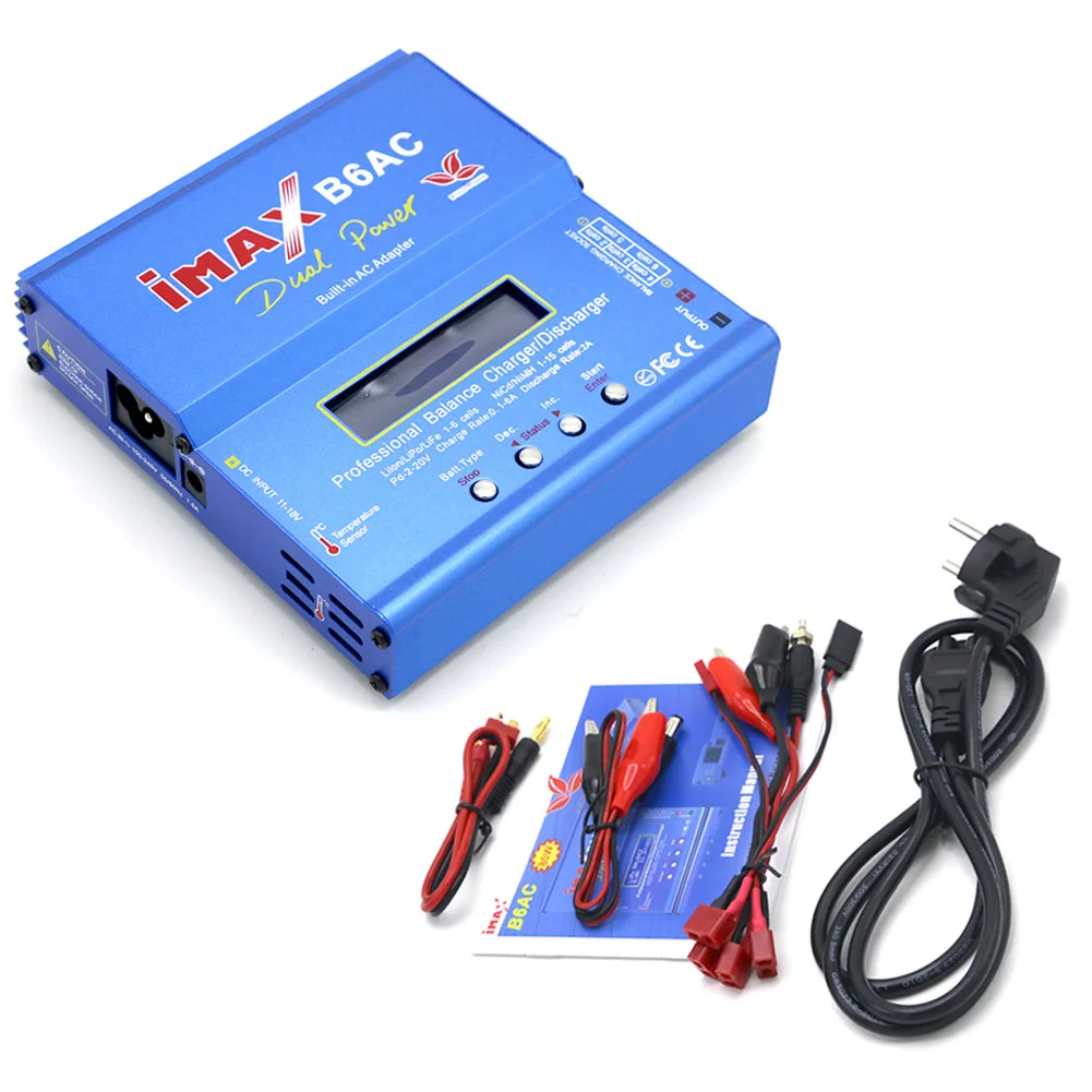 iMAX B6 AC RC Charger 80W B6AC 6A Balance Charger Digital LCD Screen Li-ion LiFe Nimh Nicd PB Lipo Battery Discharger
iMAX B6 AC RC Charger 80W B6AC 6A Balance Charger Digital LCD Screen Li-ion LiFe Nimh Nicd PB Lipo Battery Discharger