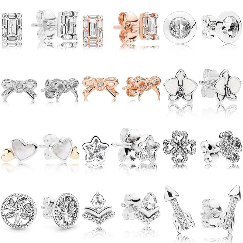 Женские серьги-гвоздики из серебра 925 пробы, со сверкающим клевером 
Женские серьги-гвоздики из серебра 925 пробы, со сверкающим клевером