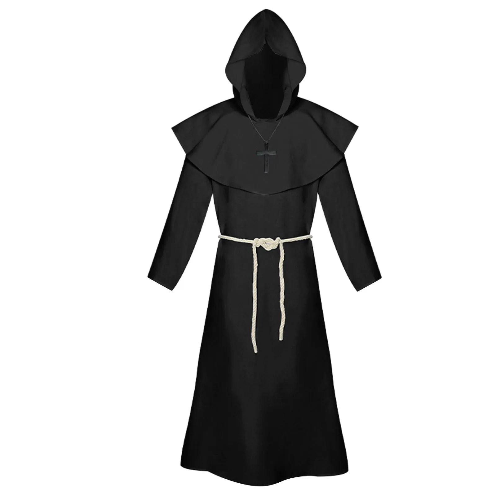 

Medieval Halloween Christian Friar Priest Robes Witch Wizard Cloak Cape Party Death Ghost Vampire Devil Demon Cosplay Costumes