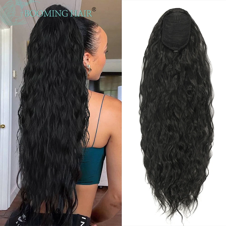 

Long Curly Drawstring Ponytail Synthetic Ponytails for Women Black Blonde Red Ponytail Clip in Hair Extensions for Daily Cosplay