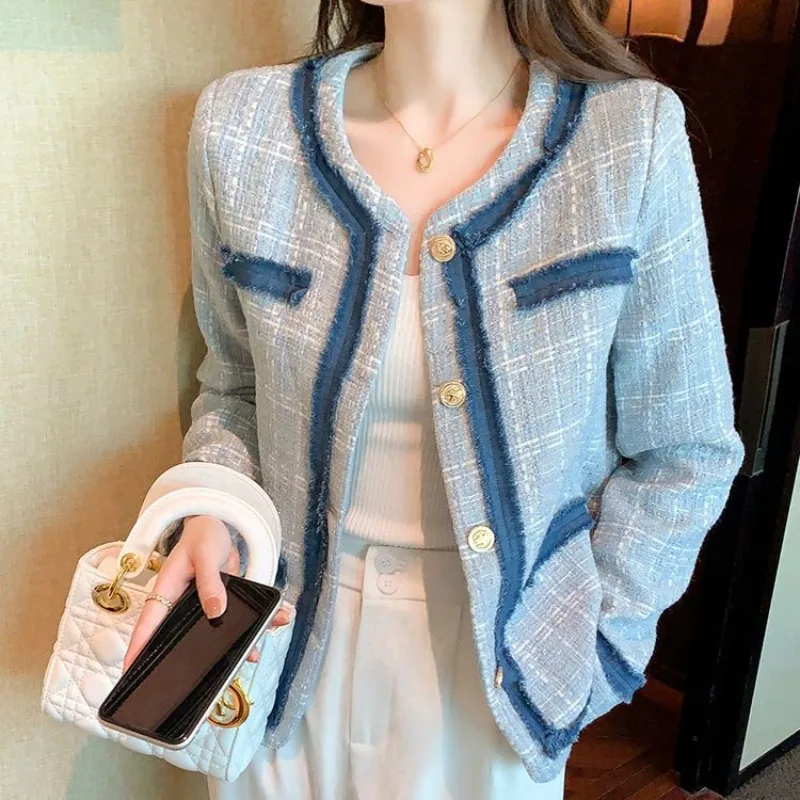 

Женское весеннее пальто с круглым вырезом, универсальное Модное Элегантное Свободное пальто с длинным рукавом и пуговицами, 2024