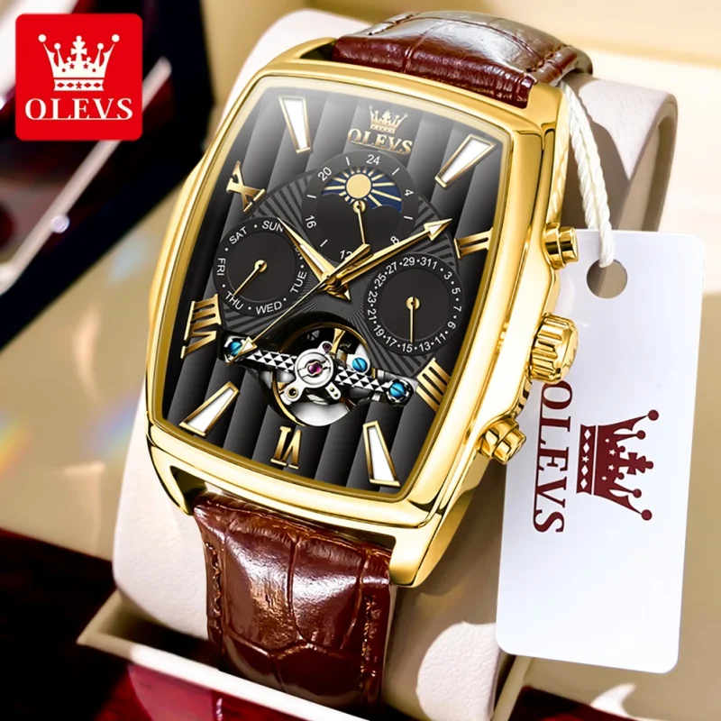 OLEVS 6675 Stainless Steel Genuine Leather Strap Luxury Design Square Automatic Mechanical Wrist Watch
OLEVS 6675 Stainless Steel Genuine Leather Strap Luxury Design Square Automatic Mechanical Wrist Watch