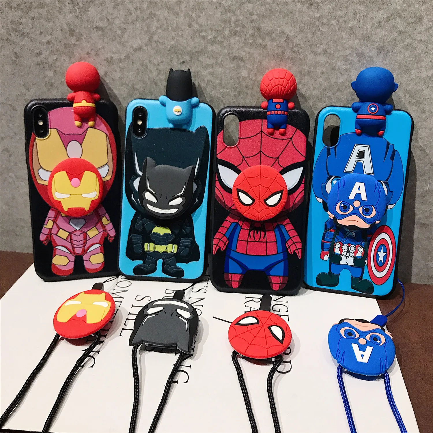 

For Samsung Galaxy A12 A11 A71 A51 A52 A22 A02s A32 A72 A13 A53 A03s A04s A20s A33 A73 A23 Spiderman Case With Holder Strap Rope