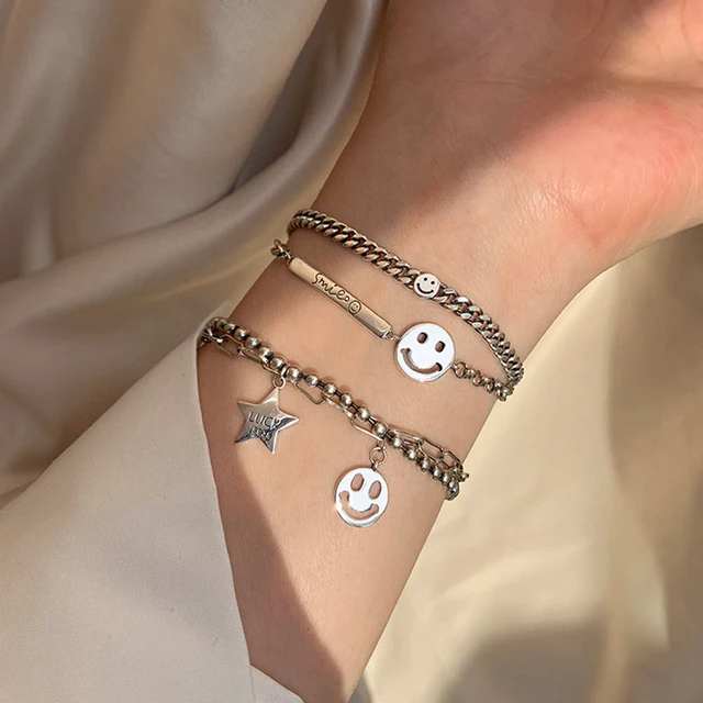 Bracelets en argent Sterling 925 authentique, Style coréen, Vintage, géométrique, bijoux de fête de mariage pour femmes 2