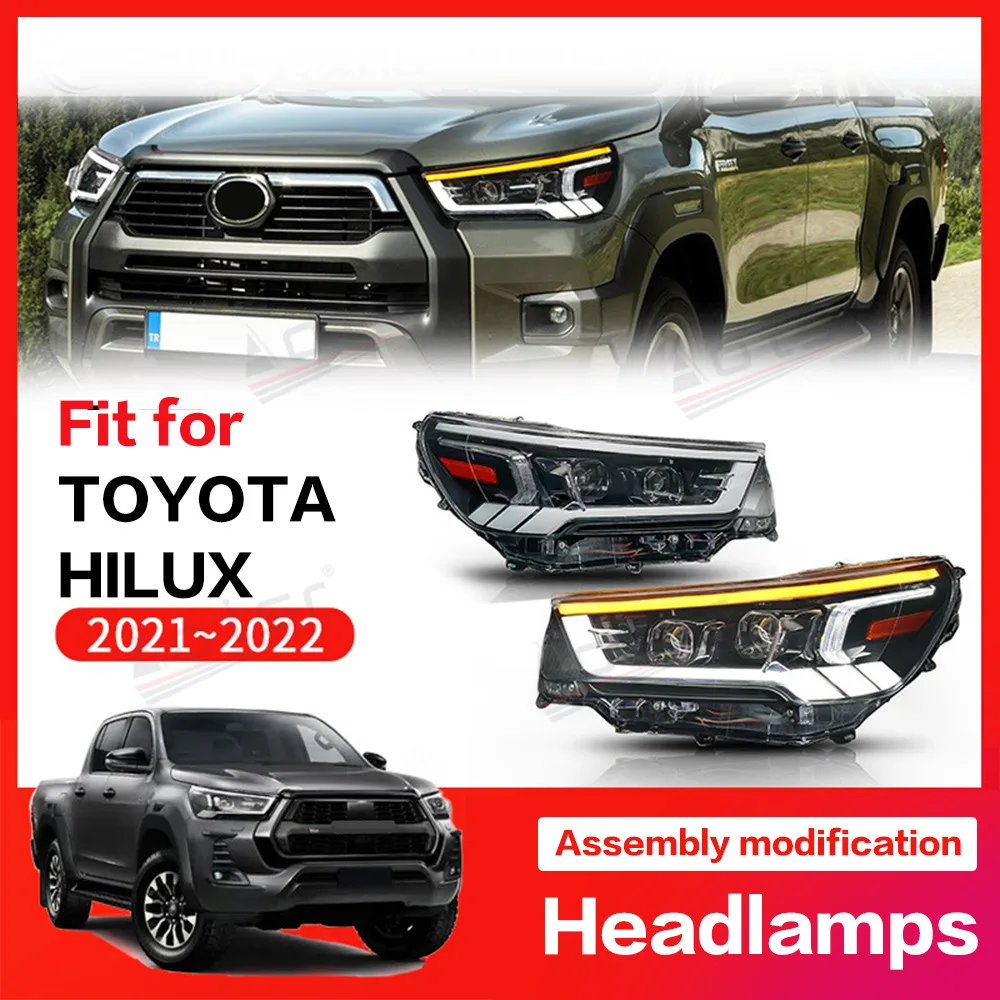 

Car Accessory DRL Lamps Headlight For Toyota Hilux 2021 2022 Modification LED Auto Light Assembly Front Headlamp