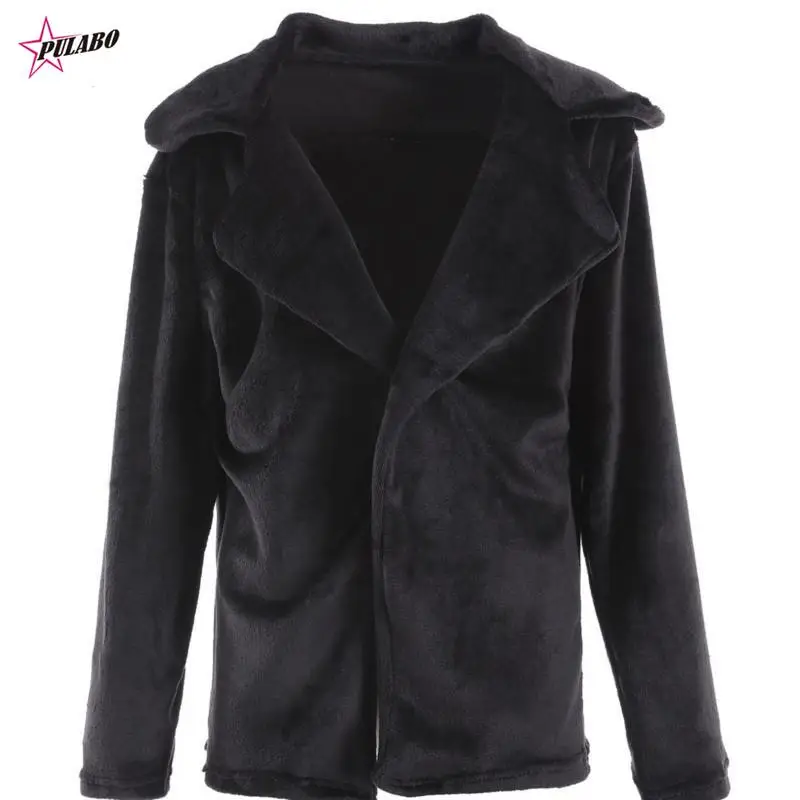

Зимнее женское высококачественное пальто pulab из искусственного кроличьего меха, роскошное меховое пальто, Свободное пальто с лацканами, плотное теплое женское плюшевое пальто