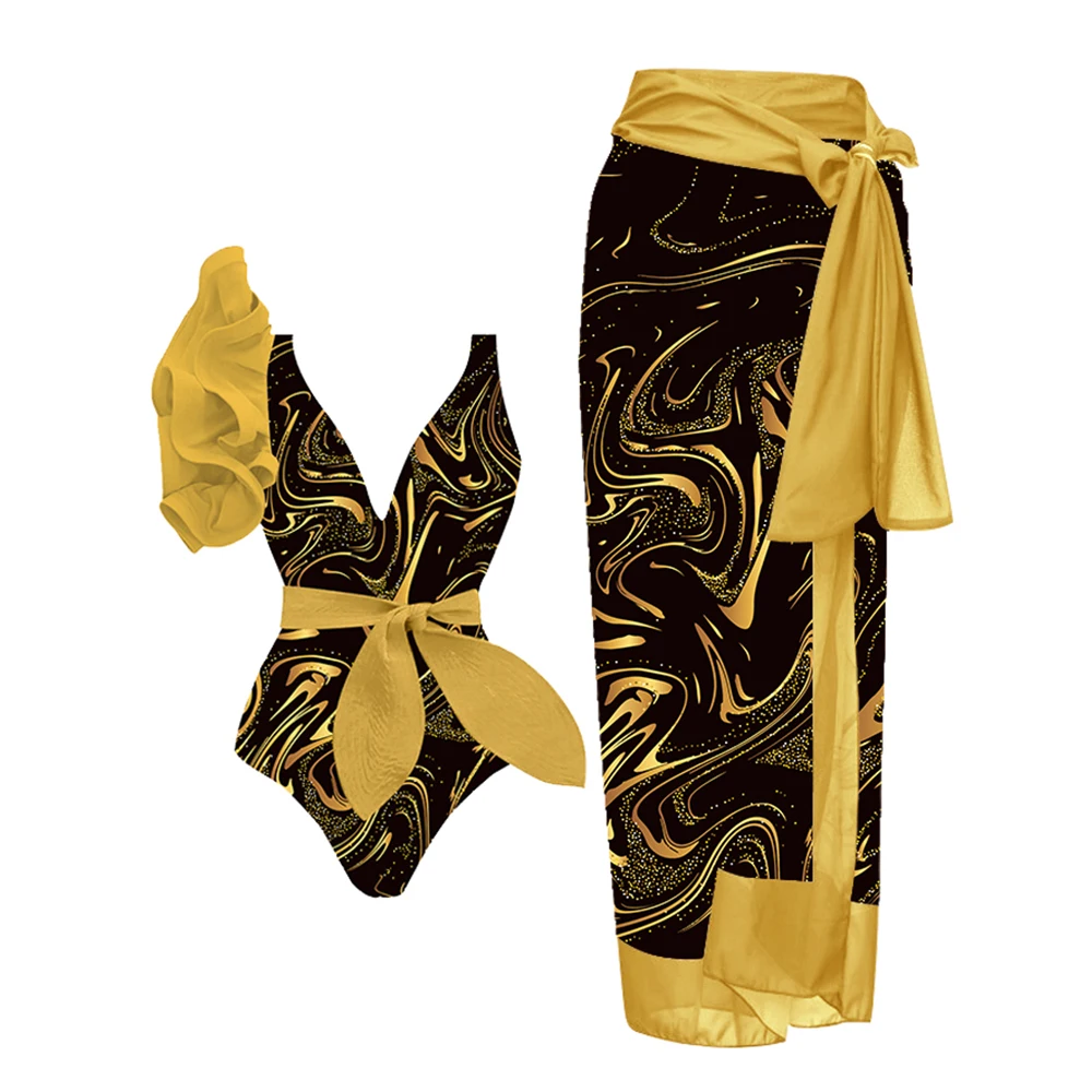 Fashion Ruffled One-Piece Swimsuit with Skirt Black Gold Print Swimwear 2023 Trend Backless Sexy Bathing Suit Summer New Bikini
Fashion Ruffled One-Piece Swimsuit with Skirt Black Gold Print Swimwear 2023 Trend Backless Sexy Bathing Suit Summer New Bikini