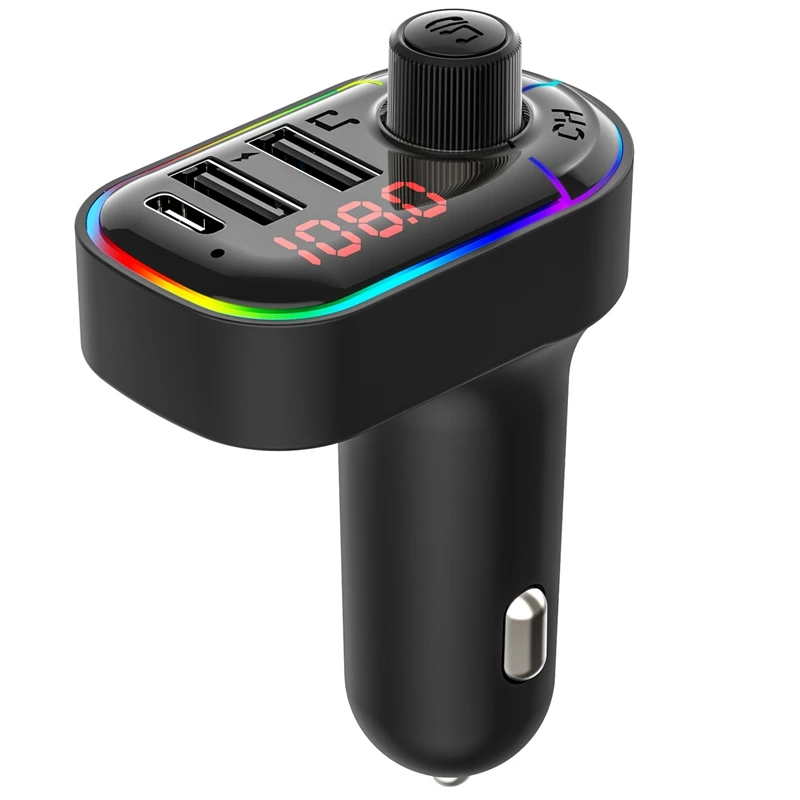 

2 USB Ports With Ambience Lamp Car Bluetooth MP3 Transmitter Wireless Hands Free Audio Receiver Car Charger