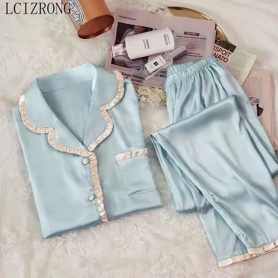 2023 Autumn Cool Long-sleeved Trousers Ladies Pajamas Suit Simple Style Girl Big 5XL Nightwear Women's Home Summer Sleepwear Set
2023 Autumn Cool Long-sleeved Trousers Ladies Pajamas Suit Simple Style Girl Big 5XL Nightwear Women's Home Summer Sleepwear Set