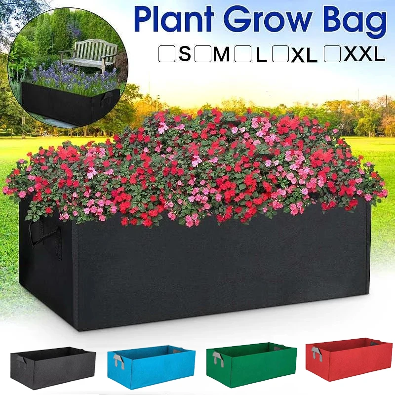 

Grow Bags Non-Woven Fabric Raised Garden Bed Rectangle Planting Container Grow Bags Fabric Planter Pot For Plants Nursery Pot