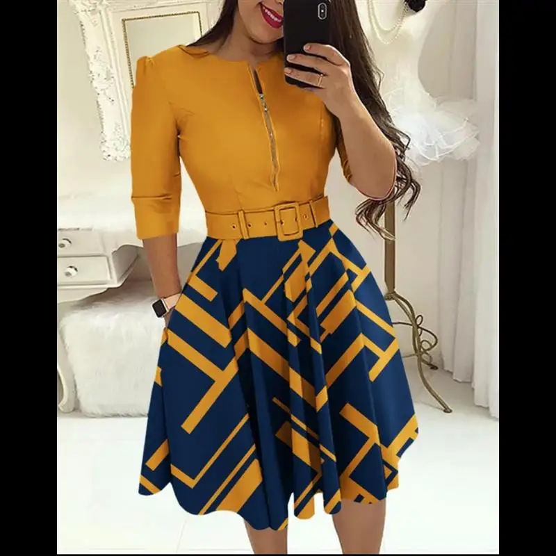 Langmao Autumn Printed A-line Ruffle Mini Dress Women Casual Zipper Up O Neck Party Club Work Business Evening Short Dresses
Langmao Autumn Printed A-line Ruffle Mini Dress Women Casual Zipper Up O Neck Party Club Work Business Evening Short Dresses