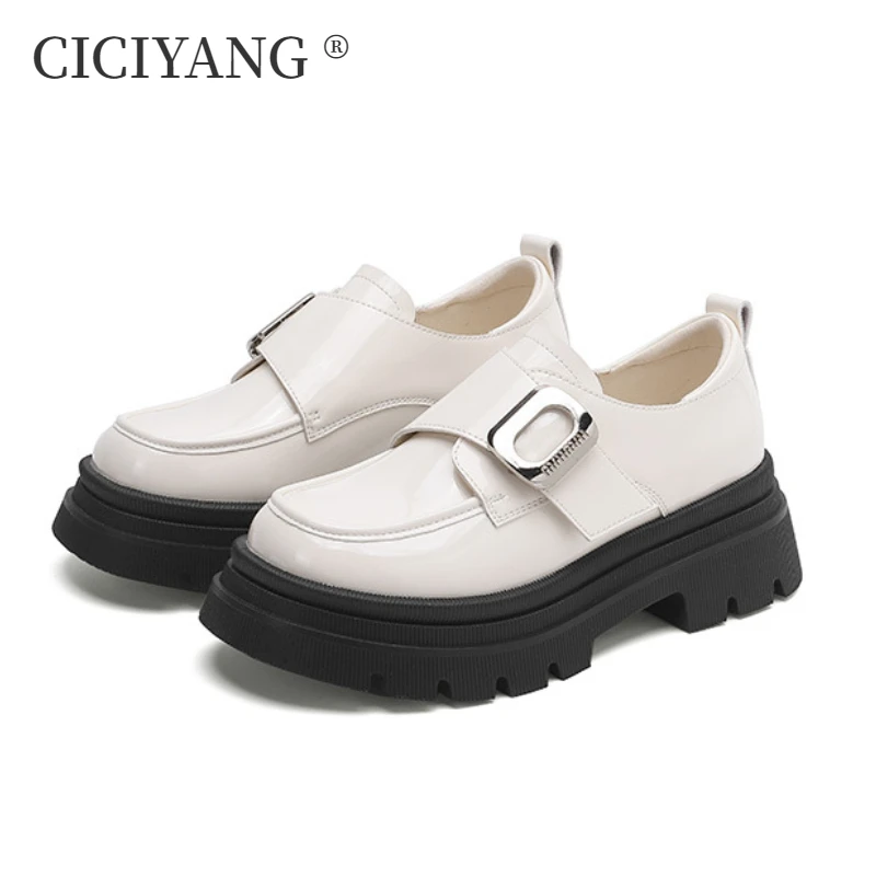 

CICIYANG Loafers Women Genuine Leather 2024 Spring New British Style Ladies Platform Shoes Inner Increase JK Uniform Shoes
