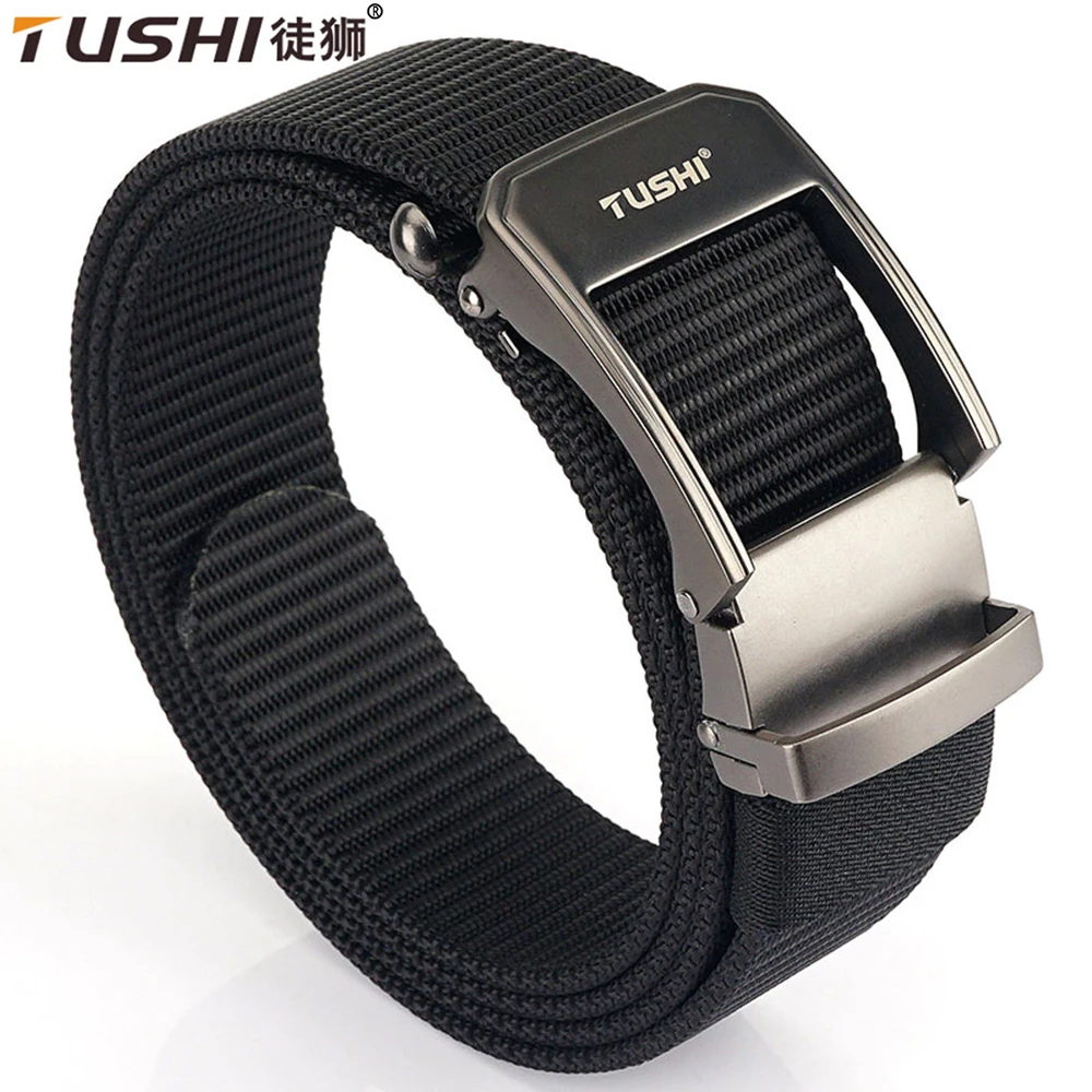 

TUSHI New Nylon Automatic Buckle Men Belt Outdoor Tooling Jeans Solid Color Canvas Waistband High Quality Tactical Belt for Men