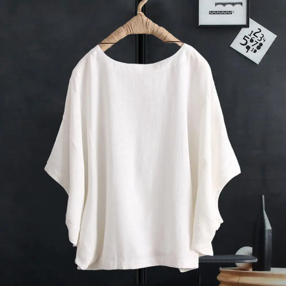

Women T-shirt Stylish Women's T-shirt With Batwing Sleeves Loose Fit Solid Color Pullover Top For Streetwear Fashion Lightweight