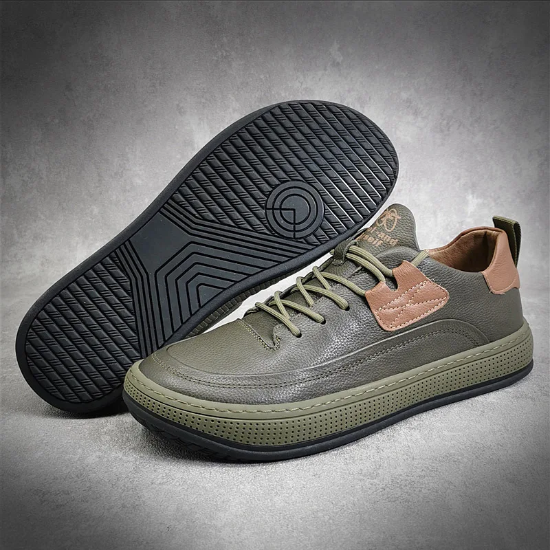 Breathable Cross-tied Soft Sneakers Genuine Leather Men Casual Shoes Fall Student Round Head Flats Footwear Chaussure Homme 
Breathable Cross-tied Soft Sneakers Genuine Leather Men Casual Shoes Fall Student Round Head Flats Footwear Chaussure Homme