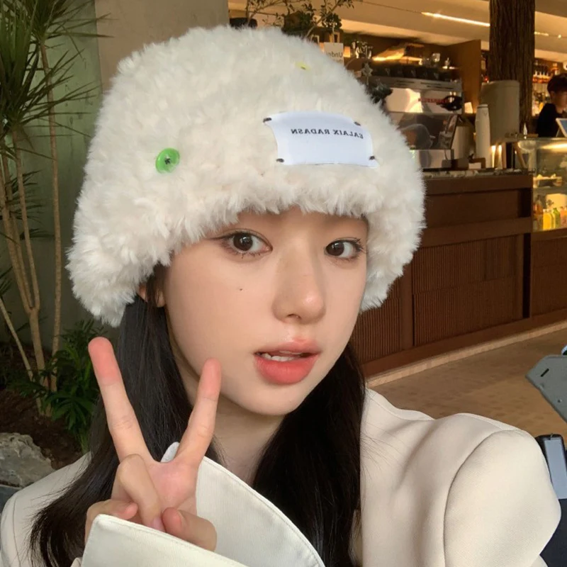 Fashion Cute Colorful Button Plush Fluffy Knitted Hat Women Winter Warm Fuzzy Bucket Hat Female Beanies For Men bonnet femme
Fashion Cute Colorful Button Plush Fluffy Knitted Hat Women Winter Warm Fuzzy Bucket Hat Female Beanies For Men bonnet femme