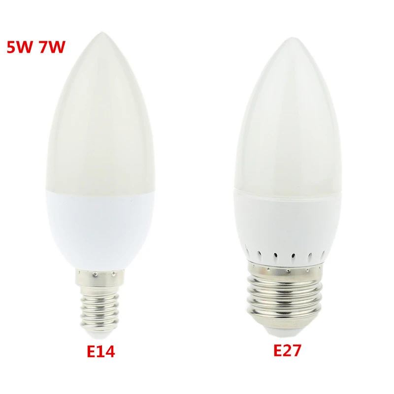 

100X E14 E27 LED Candle Light 5W 7W Bulb Lamp 2835 SMD Warm White/Cool White Energy Saving Lighting AC220V For Home Decoration