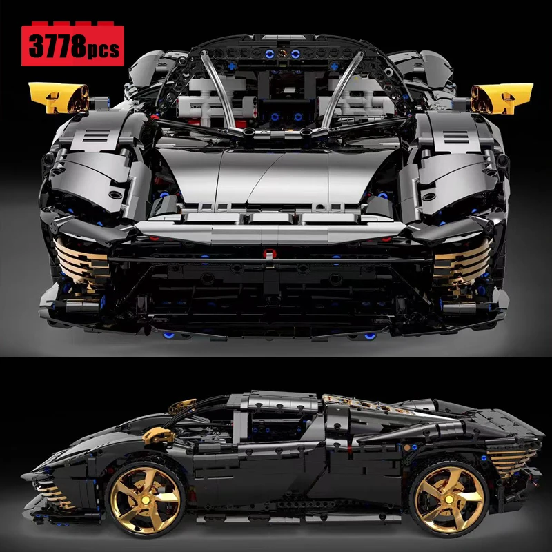 

IN STOCK Creativity Black Daytona SP3 Building Blocks 3778pcs Fit 42143 MOC City Sports Car Brick Toys for Boys Gift Set