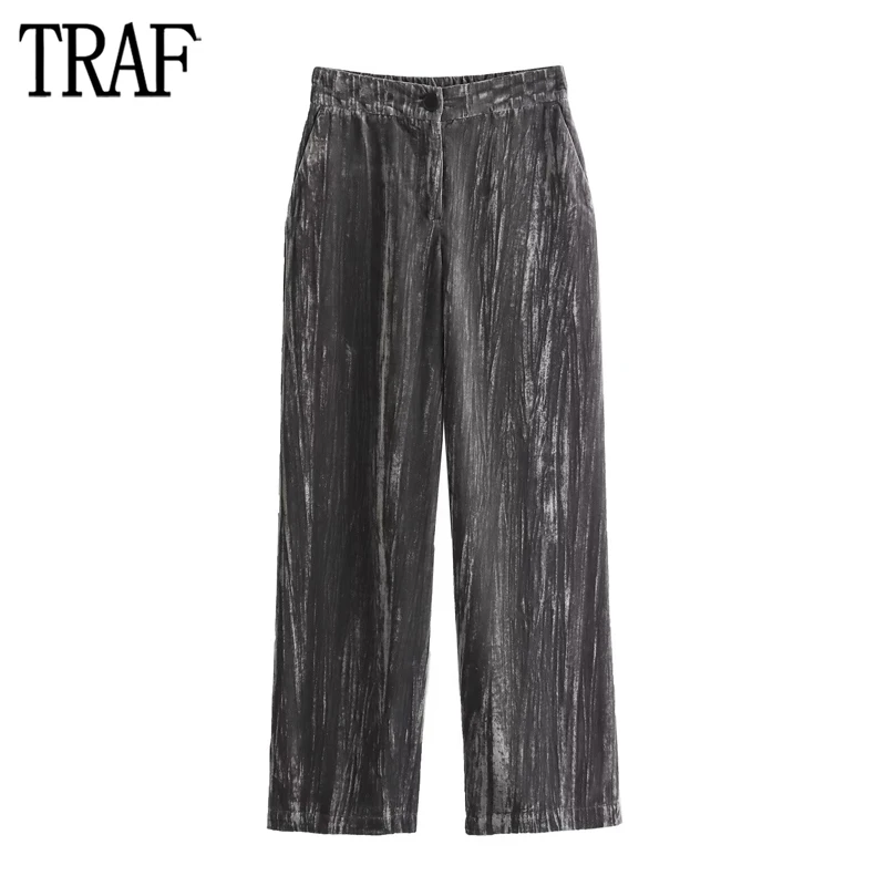 TRAF 2023 Velvet Trousers Womens Pleated High Waist Pants for Women Autumn Straight Leg Pants Women Streetwear Casual Pants
TRAF 2023 Velvet Trousers Womens Pleated High Waist Pants for Women Autumn Straight Leg Pants Women Streetwear Casual Pants