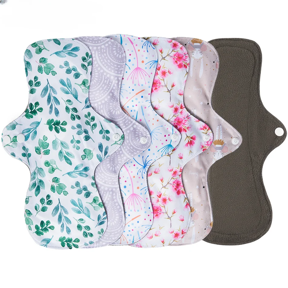 

1pc Random Color Absorbent Microfiber Bamboo Charcoal Menstrual Pads Waterproof Washable Reusable Sanitary Pads