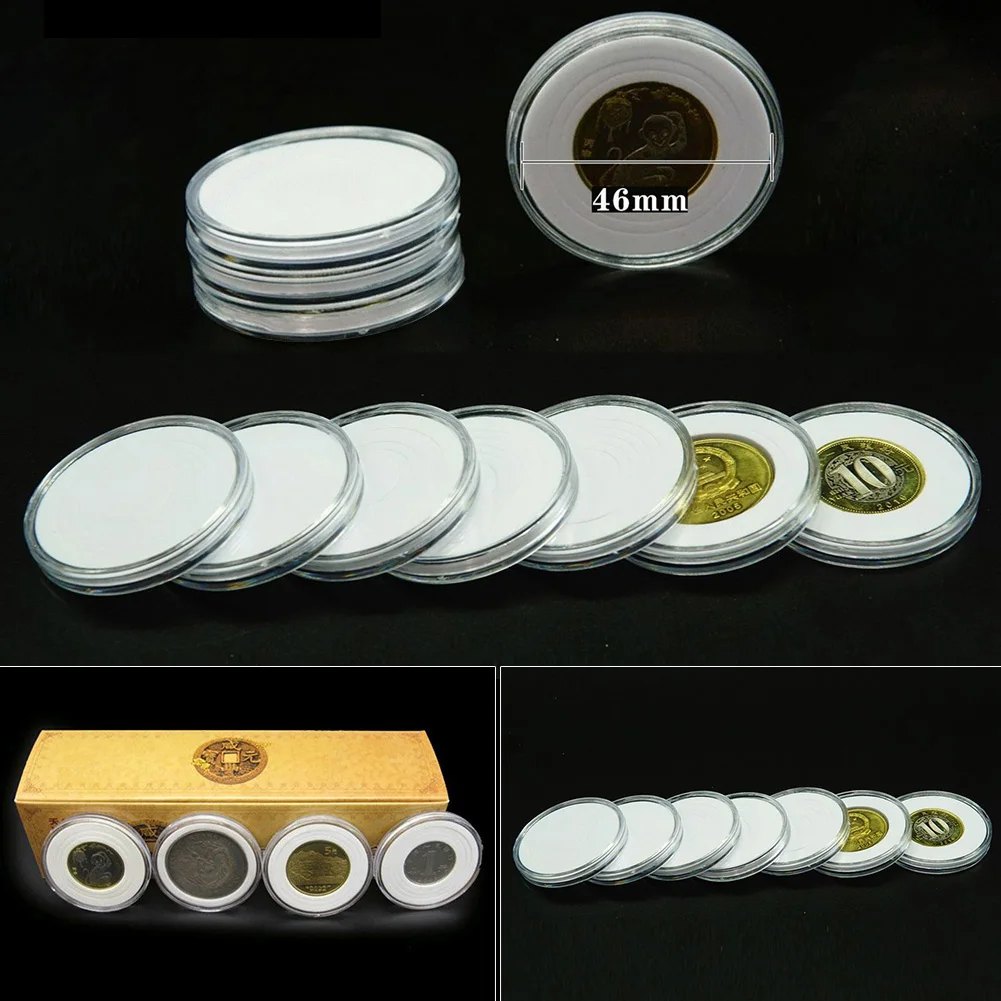 25Pcs 46mm Coin Capsule Holder Storage Box 16-36mm/17-37mm/19-39mm/20-40mm/16-46mm With Adjustable Gasket For Coin Collectable
25Pcs 46mm Coin Capsule Holder Storage Box 16-36mm/17-37mm/19-39mm/20-40mm/16-46mm With Adjustable Gasket For Coin Collectable