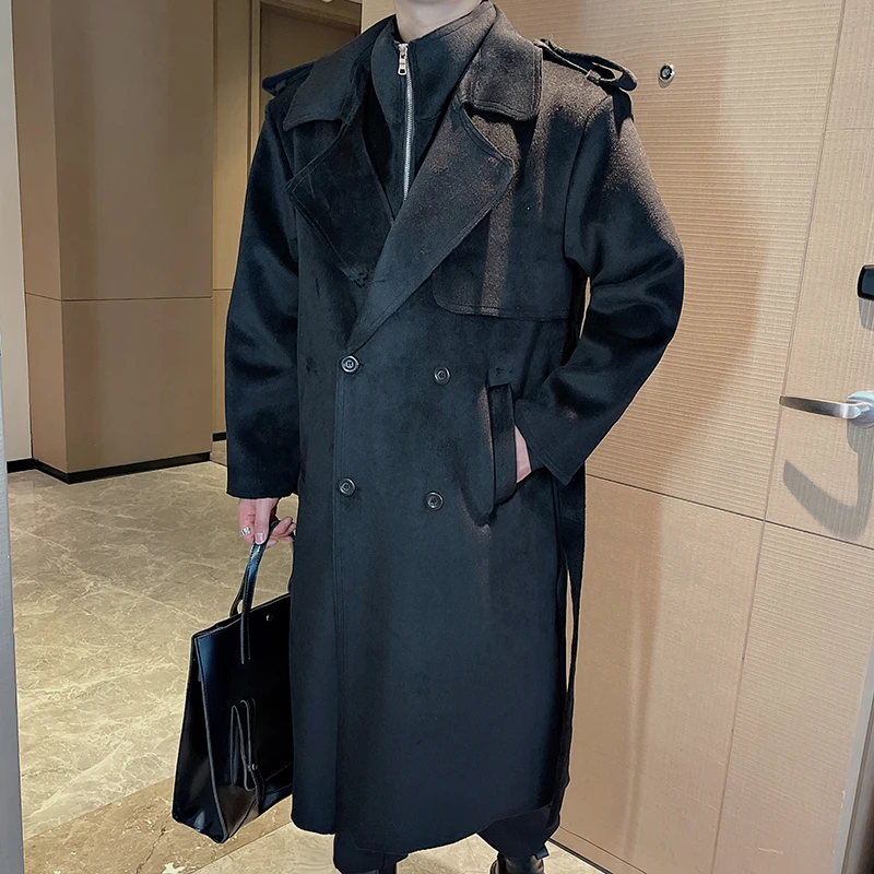 Korean Fake Two-piece Long Double-sided Woolen Coat Men's High-quality Double Breasted Casual Jackets Social Streetwear Overcoat
Korean Fake Two-piece Long Double-sided Woolen Coat Men's High-quality Double Breasted Casual Jackets Social Streetwear Overcoat