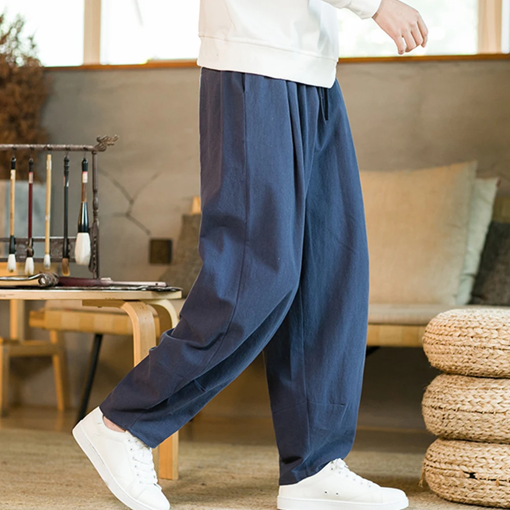 Mens Cotton Linen Baggy Wide Leg Elastic Waist Loose Wushu Trousers Casual Harem Pants Solid Color Drawstring Men Lantern Pants
Mens Cotton Linen Baggy Wide Leg Elastic Waist Loose Wushu Trousers Casual Harem Pants Solid Color Drawstring Men Lantern Pants