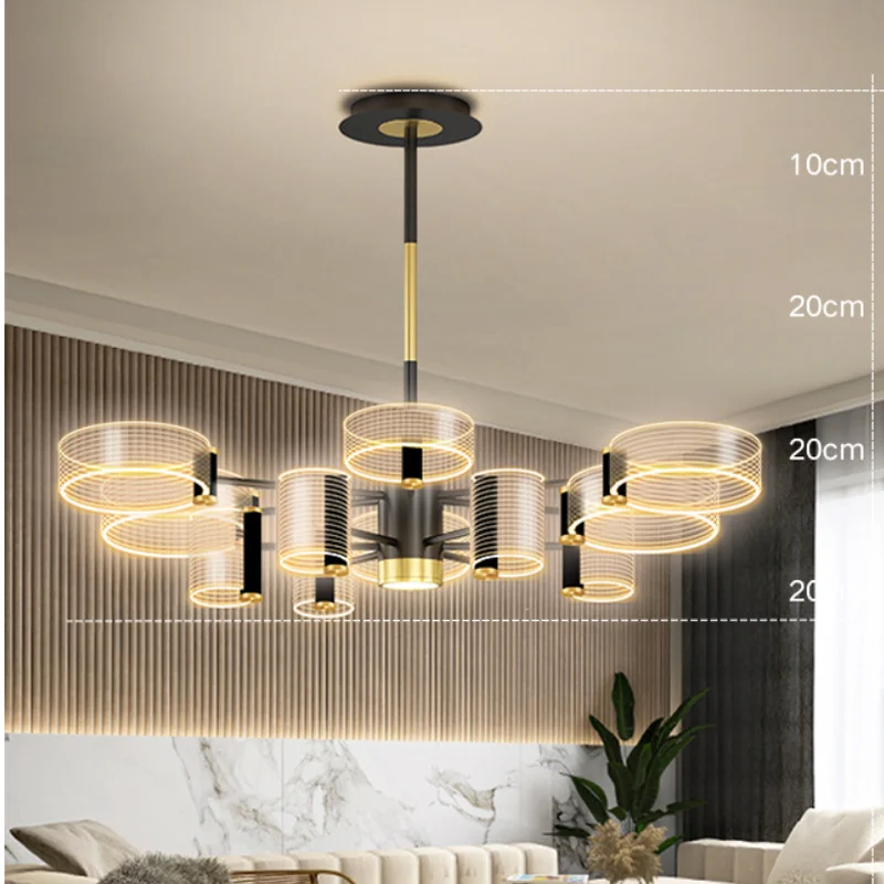 

Living room LED chandelier light luxury Nordic modern simple atmospheric ceiling lamp 2024 new bedroom study net red lamps