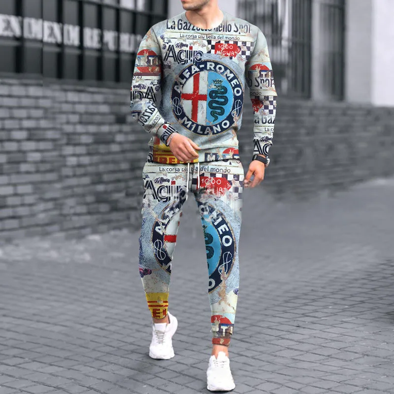 Men's cross Long-Sleeved T-Shirt Suit O-Neck Sportswear Two-Piece Men's Fashion Long Sleeves and Trousers 3D Printing SET 
Men's cross Long-Sleeved T-Shirt Suit O-Neck Sportswear Two-Piece Men's Fashion Long Sleeves and Trousers 3D Printing SET