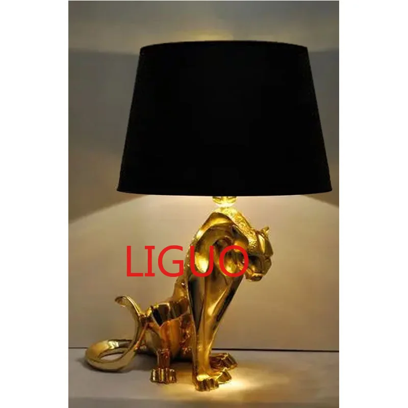 

Скандинавская полимерная Золотая леопардовая настольная лампа для современной гостиной, арт-деко, украшение для кабинета, отеля, спальни, прикроватная лампа, фотолампа