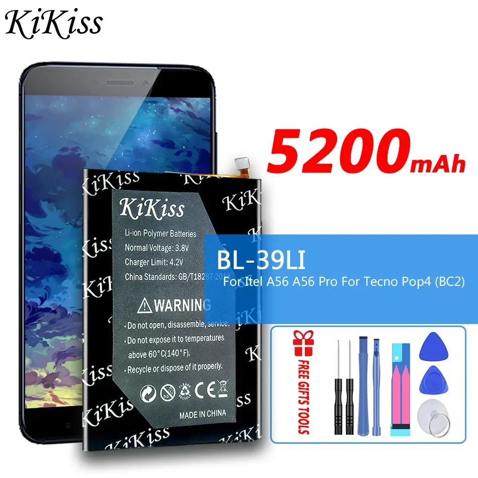 

Аккумуляторная батарея 5200 мАч KiKiss BL-39LI BL39LI для Itel A56Pro A56 Pro для Tecno Pop4 Pop 4 (BC2) мобильный телефон