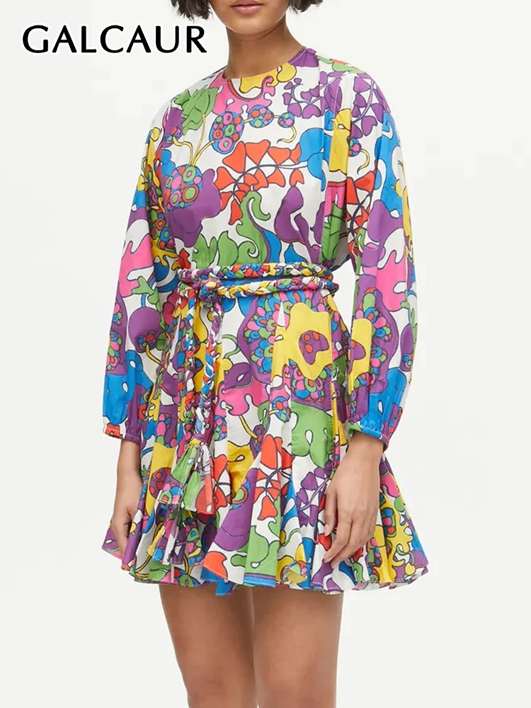 GALCAUR Vintage Printing Mini Dresses For Women Round Neck Lantern Sleeve High Waist Patchwork Lace Up Casual Loose Dress Female
GALCAUR Vintage Printing Mini Dresses For Women Round Neck Lantern Sleeve High Waist Patchwork Lace Up Casual Loose Dress Female