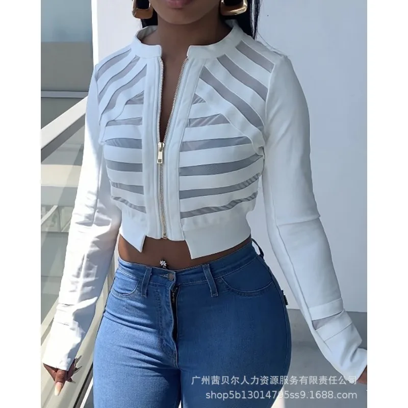 Spring Summer Fashion Mesh Slim Fit Patchwork Coat Women Coat Jacket Women Casual Long Sleeve Zipped Stand Collar Short Coat Top
Spring Summer Fashion Mesh Slim Fit Patchwork Coat Women Coat Jacket Women Casual Long Sleeve Zipped Stand Collar Short Coat Top