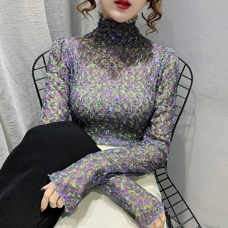 Plus Velvet Floral Lace Shirt Womens 2022 Autumn Winter New Korean Mesh high-neck Long-sleeve Large Size Bottoming Blouse Top
Plus Velvet Floral Lace Shirt Womens 2022 Autumn Winter New Korean Mesh high-neck Long-sleeve Large Size Bottoming Blouse Top