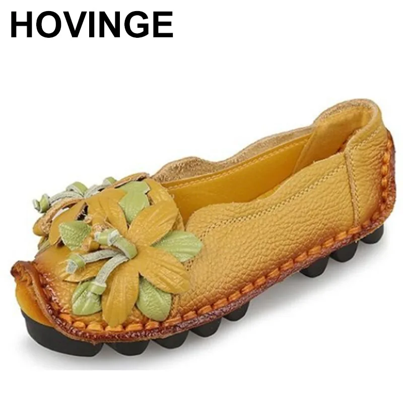 

Genuine Leather Shoes Women Flat Shoes Fashion Women Loafers Flower Slip On Women Shoes Ballet Flats Moccasins Ballerina Shoes