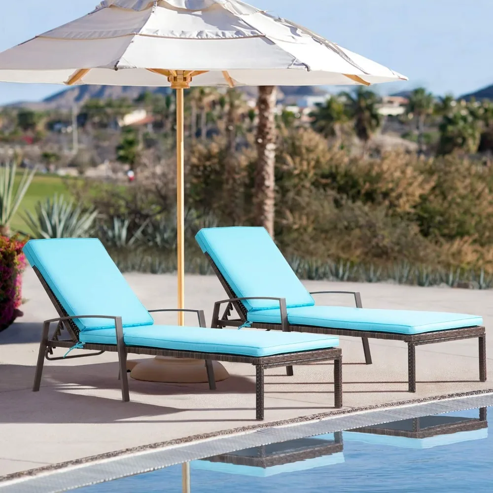 Set 2 Pieces Patio Lounge Chair, Patio Chaise Lounges with Thickened Cushion, PE Rattan Steel Frame Pool Lounge Chair
Set 2 Pieces Patio Lounge Chair, Patio Chaise Lounges with Thickened Cushion, PE Rattan Steel Frame Pool Lounge Chair