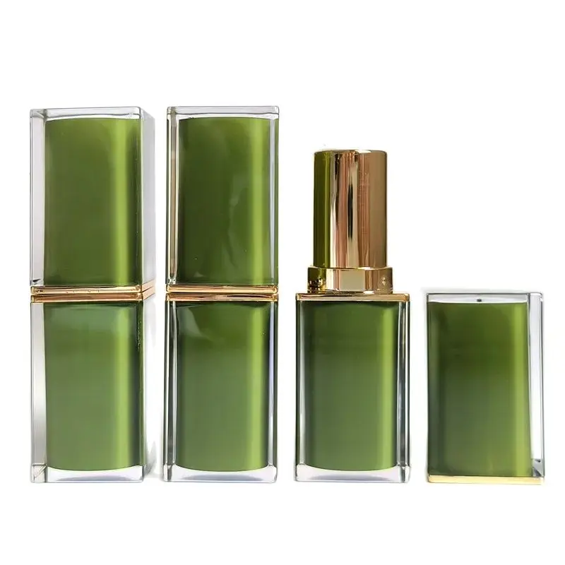 

3g 12.1mm Plastic Empty Lipstick Tube Container Concise Square Green Makeup Tools DIY Lip Balm Chapstick Refillable Bottle