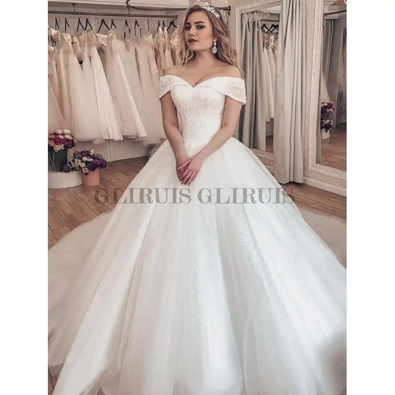 Vestido Noiva Sparkly Crystal Wedding Dress Off The Shoulder Bridal Ball Gown Luxury Brautkleid Robe de Mariage
Vestido Noiva Sparkly Crystal Wedding Dress Off The Shoulder Bridal Ball Gown Luxury Brautkleid Robe de Mariage