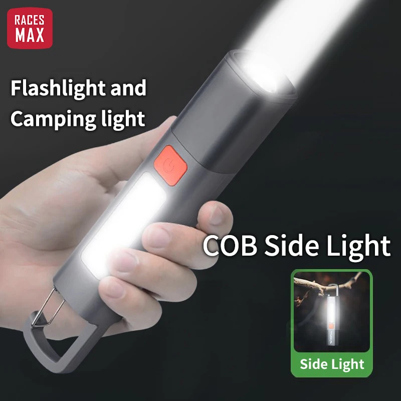 

Flashlight Super Bright Strong Light USB Rechargeable Outdoor Camping Emergency Lighting Long Range Hanging Hook Household Light