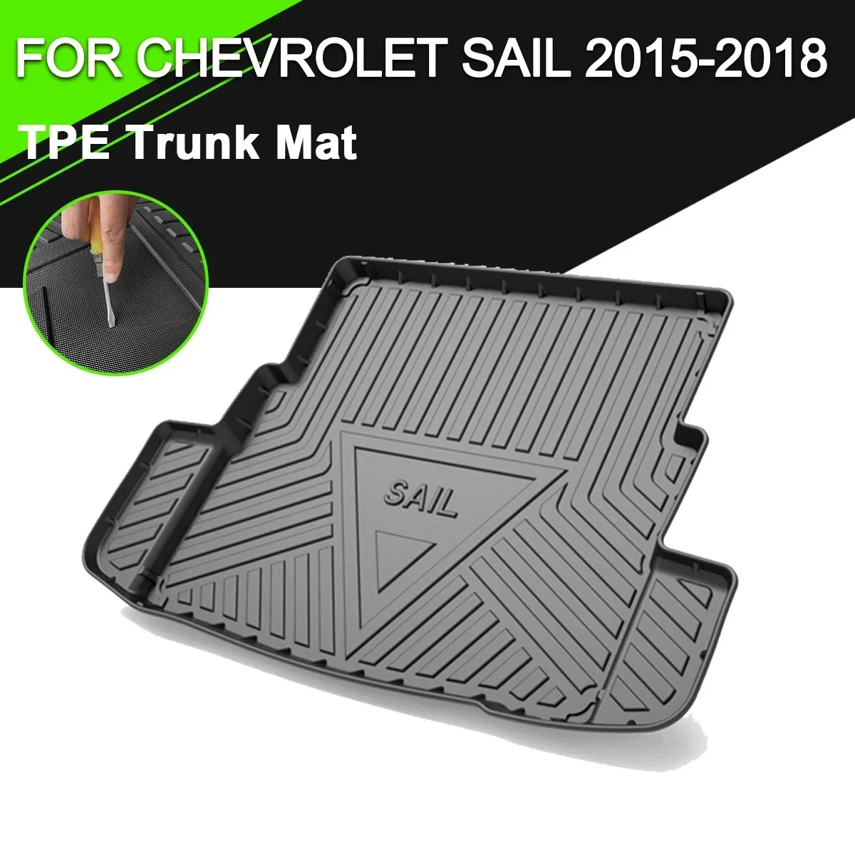 

Коврик для багажника автомобиля, коврик для Chevrolet Sail 2015-2018 из ТПЭ, водонепроницаемый нескользящий резиновый подкладка для груза, аксессуары