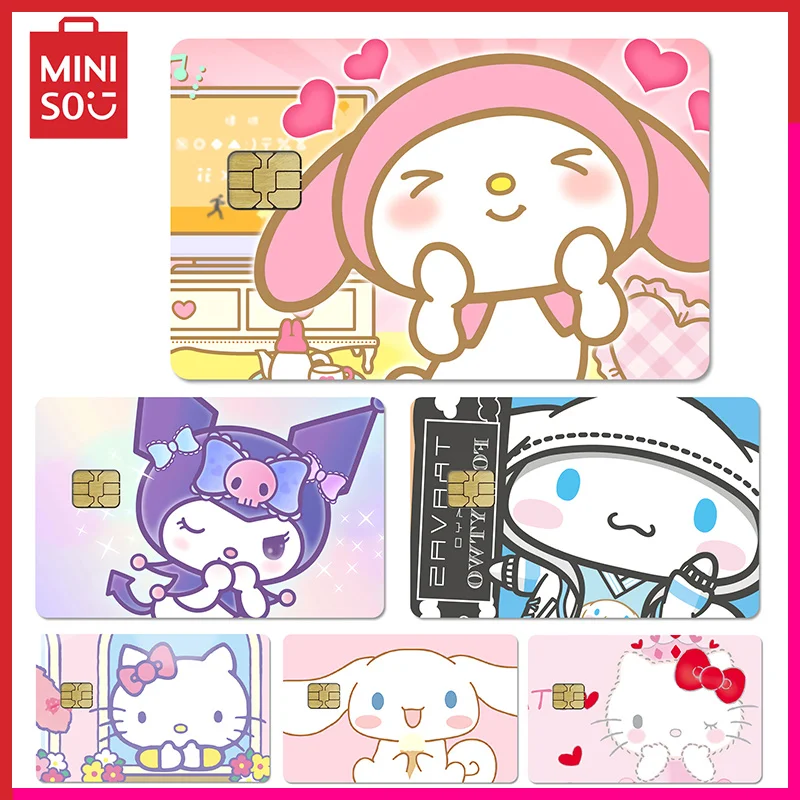 

Miniso Original Hello Kitty Cinnamoroll Card Sticker Kawaii Anime Small Chip Credit Debit Sanrio Card Pvc Matte Stickers Gifts