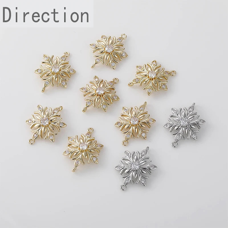 Copper Plated 14K Gold Plated Pendant Double Hanging Snowflake Zircon DIY Stud Pendant Earring Material Earrings Accessories
Copper Plated 14K Gold Plated Pendant Double Hanging Snowflake Zircon DIY Stud Pendant Earring Material Earrings Accessories