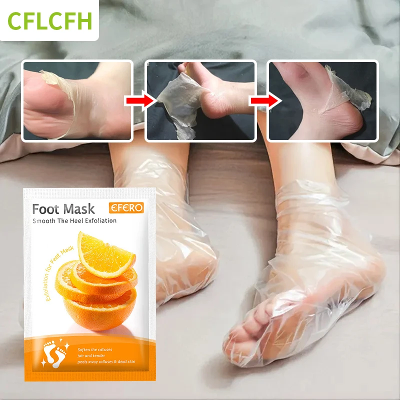 

Exfoliating Foot Mask Spa Pedicure Scrub Socks Anti Drying Cracking Heel Peeling Dead Skin Remover Moisturizing Feet Orange Mask