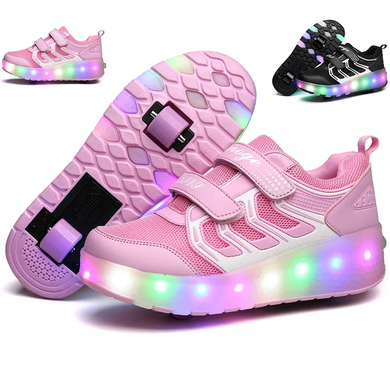 New 28-43 USB Charging Children LED Light Sneakers 2 Wheels Designer Luminous Shoes for Baby Girls Boys Women Kids Roller Skates
New 28-43 USB Charging Children LED Light Sneakers 2 Wheels Designer Luminous Shoes for Baby Girls Boys Women Kids Roller Skates