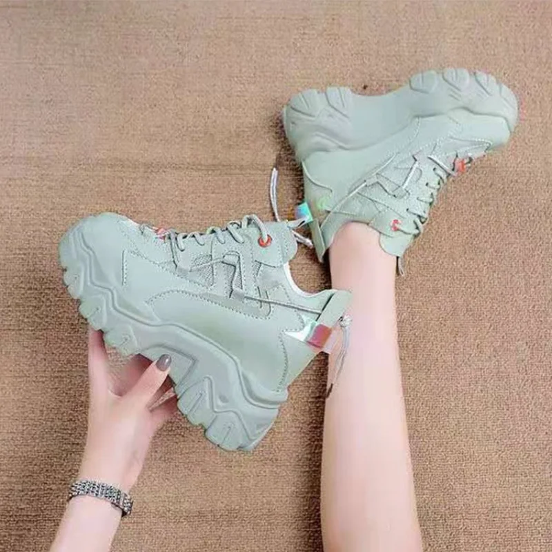 Chunky Heel Internal Increase Sneaker for Women Lace Up Comfortable Shoe Woman Fashion Green New Autumn Women's Vulcanized Shoes
Chunky Heel Internal Increase Sneaker for Women Lace Up Comfortable Shoe Woman Fashion Green New Autumn Women's Vulcanized Shoes