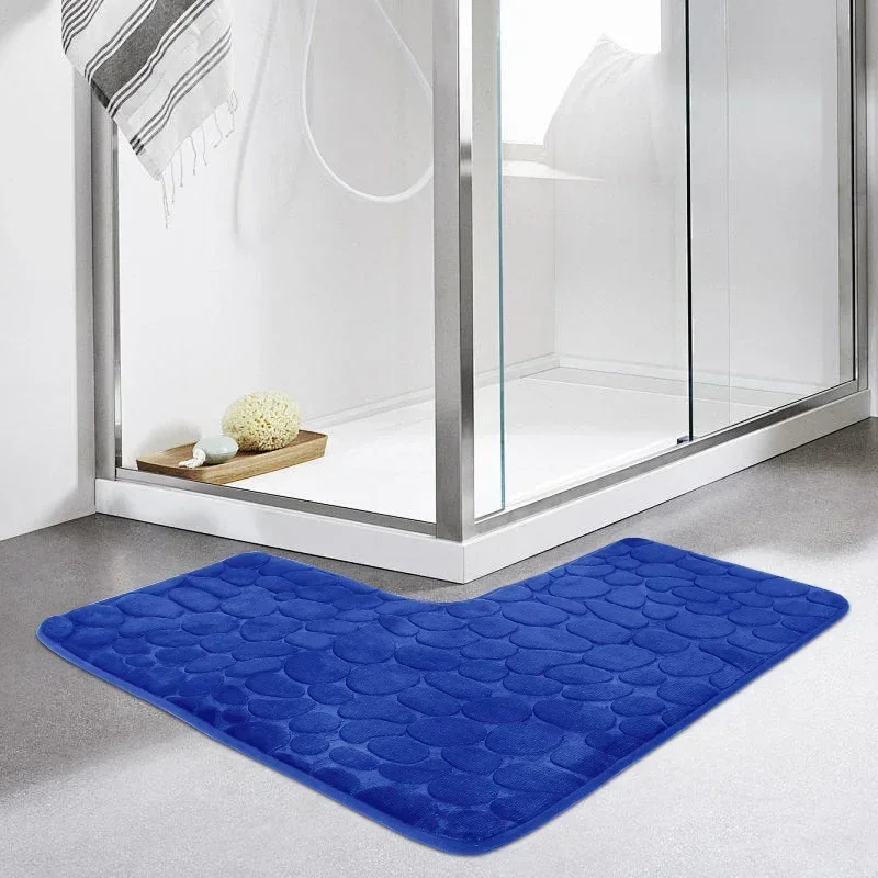 New Cobblestone Non-slip Bathroom Mat L-shaped Corner Toilet Mat Machine Washable Soft Absorbent WC Floor Mat Bath Shower Mats New Cobblestone Non-slip Bathroom Mat L-shaped Corner Toilet Mat Machine Washable Soft Absorbent WC Floor Mat Bath Shower Mats